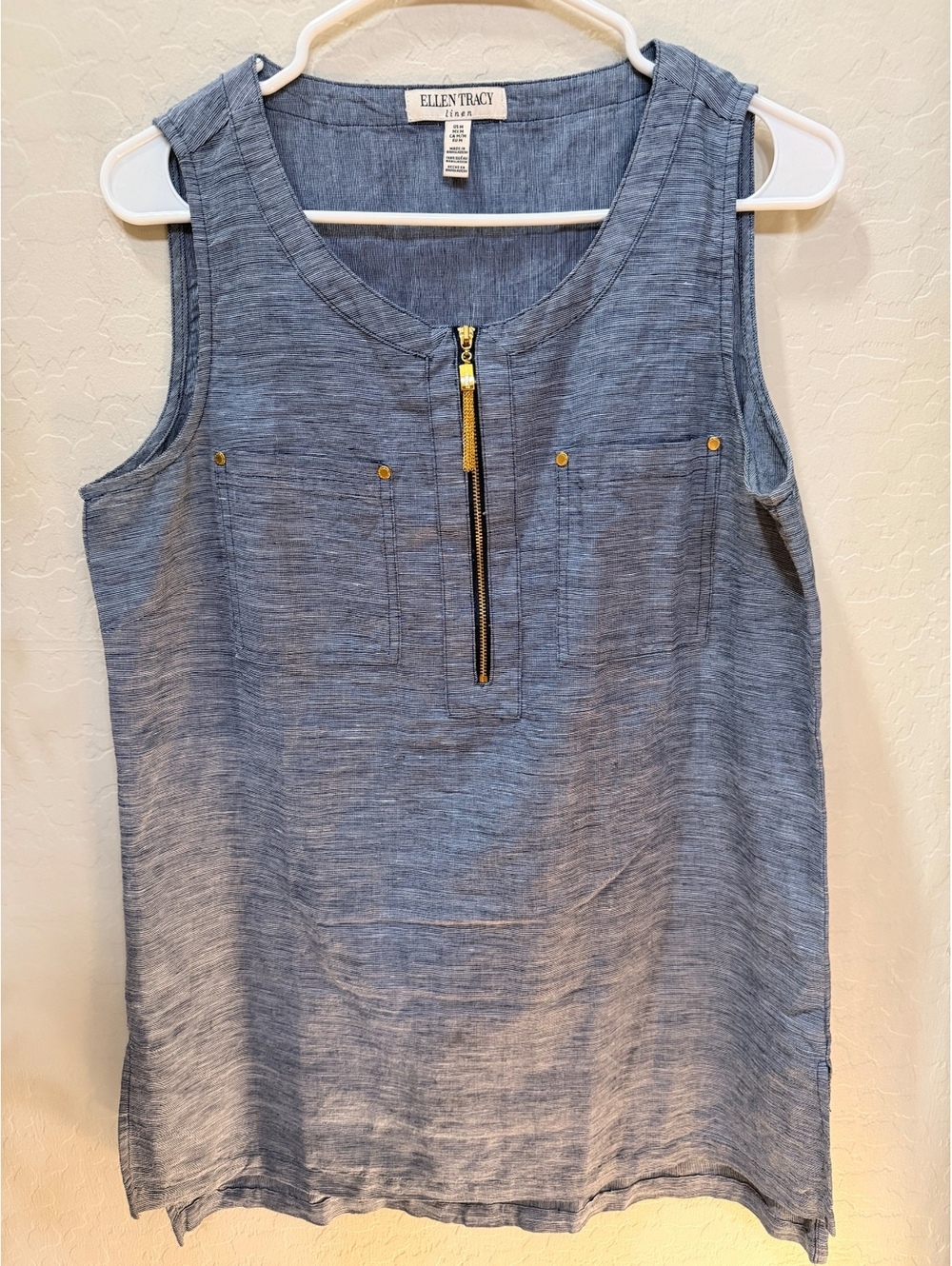 Ellen Tracy Linen Sleeveless Top